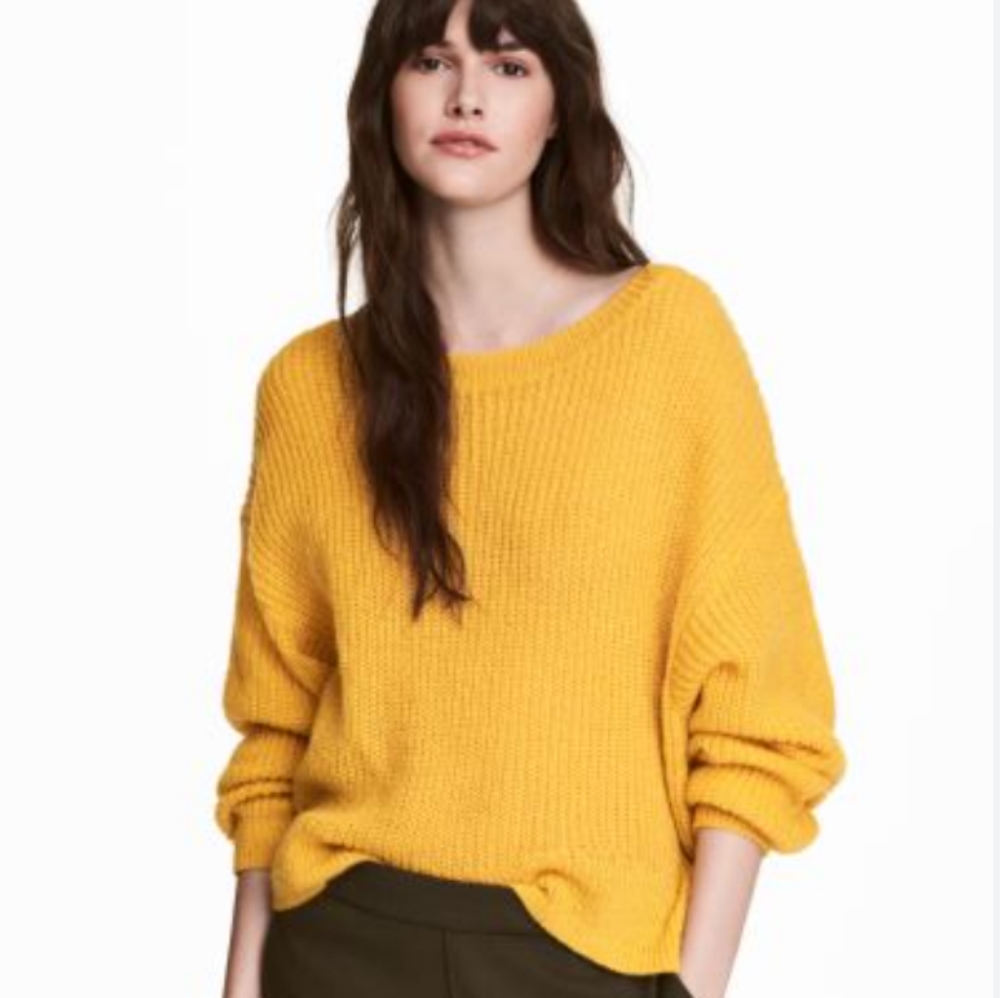 L.O.G.G Label Of Graded Goods H&M Loose Knit Sweater Yellow - Picture 1 of 1